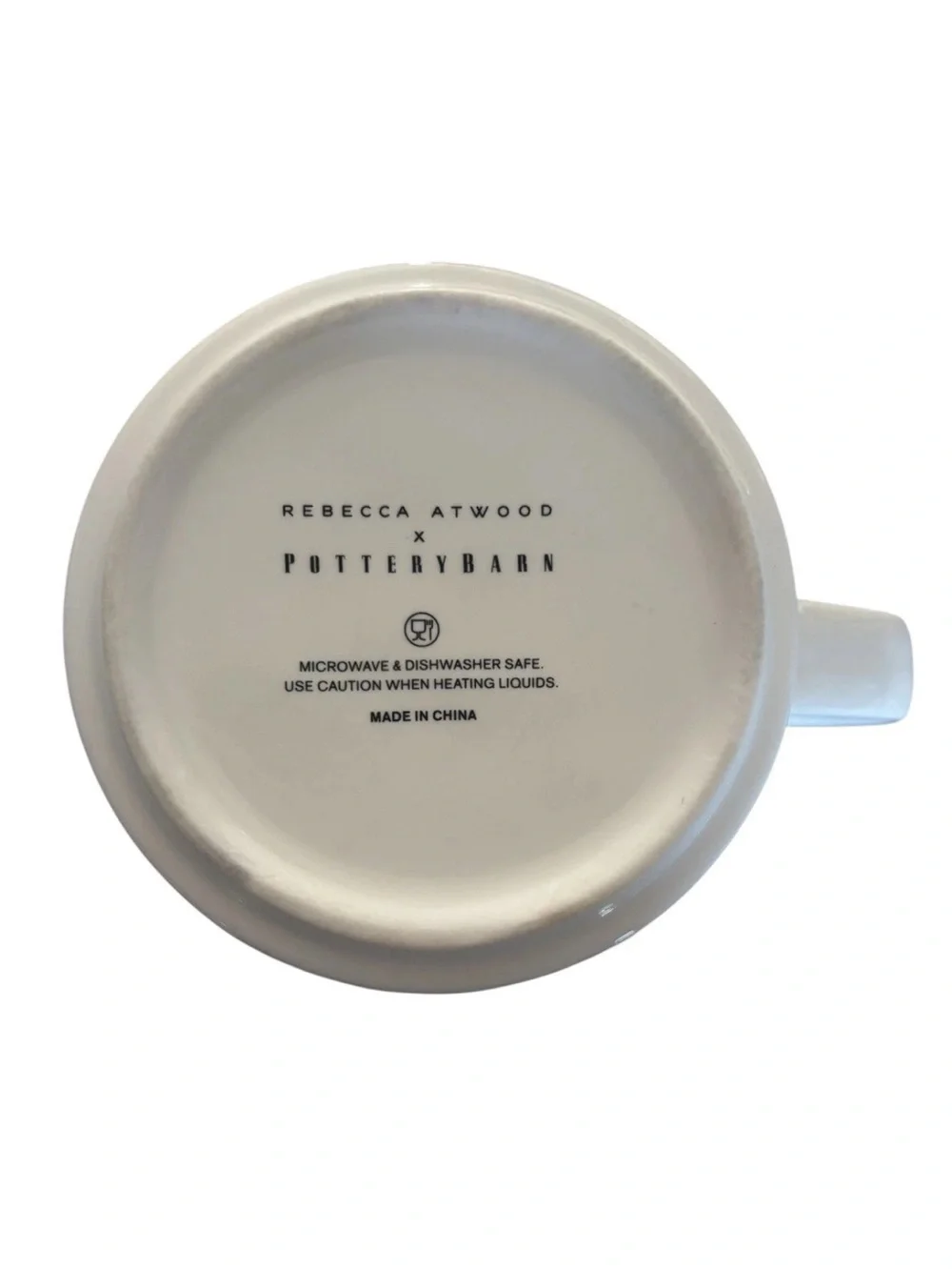 Pottery Barn Rebecca Atwood HAPPY Stoneware Mug Coffee Tea Cup Watercolor